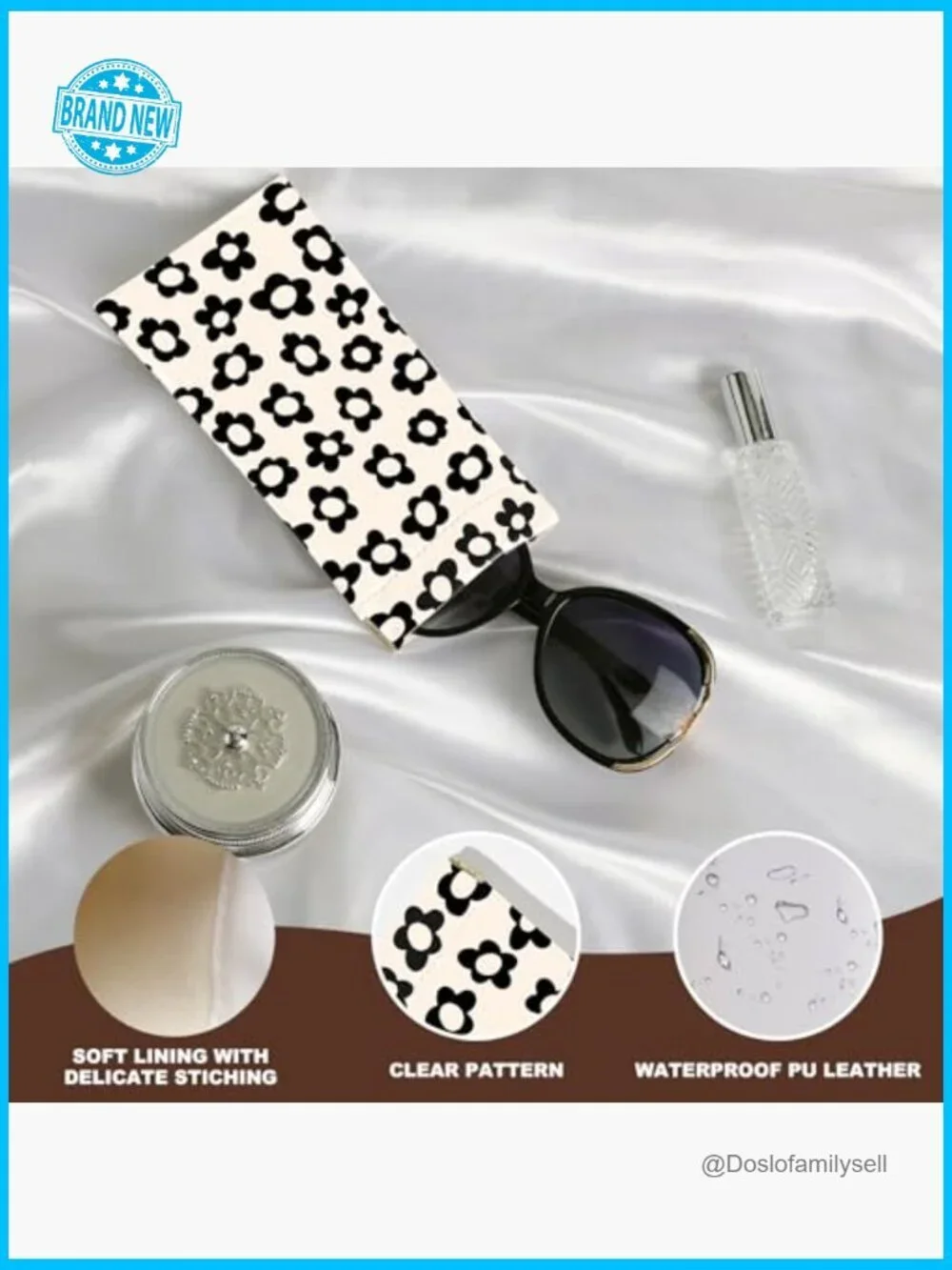 Soft PU Leather Eyeglass Cases with Cleaning Cloth Cute Floral Pattern Pouch